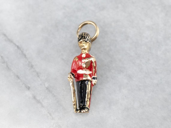 The Queen's Guard Gold and Enamel Charm, Vintage … - image 2