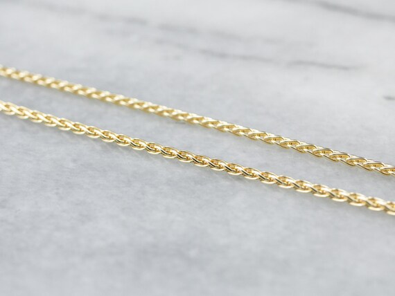 14K Gold Wheat Chain, Yellow Gold Necklace, 16 Inc