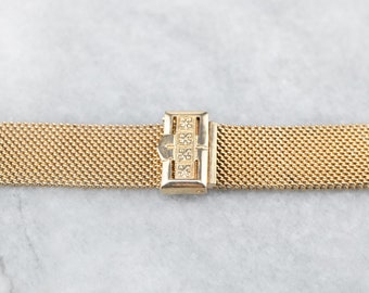 Vintage 14K Gold Mesh Watch Band Ladies Watch Band Slide Clasp