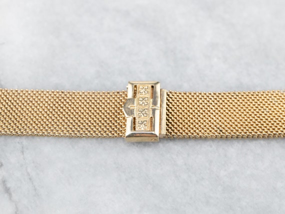 Vintage 14K Gold Mesh Watch Band, Ladies Watch Band, Slide Clasp