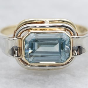 East-West Set Blue Zircon Solitaire Ring, Zircon Ring, Blue Zircon Ring, Zircon Solitaire, Solitaire Ring, Blue Zircon, Zircon, Ring A64291