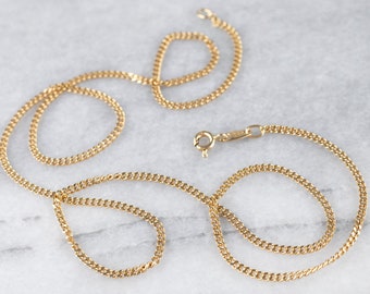 18K Yellow Gold Curb Chain, 20 Inch Pendant Necklace
