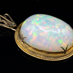Ethiopian Welo Opal Gold Pendant, Museum Quality Opal, Fine Filigree Antique Gold Mounting, Collector&#39;s Gemstone, October Birthstone  VDK547