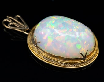 Ethiopian Welo Opal Gold Pendant, Museum Quality Opal, Fine Filigree Antique Gold Mounting, Collector's Gemstone, October Birthstone  VDK547