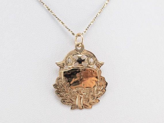 Vintage Yellow Gold Medallion, Gold Layering Pend… - image 8