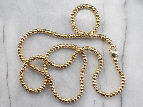 Yellow Gold Popcorn Chain, Yellow Gold Necklace, Layering Necklace