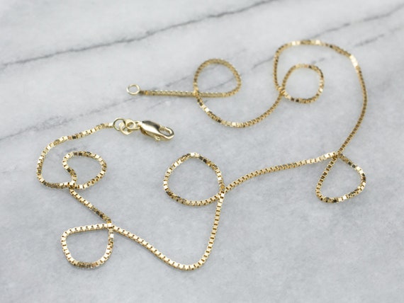 14K Gold Box Chain, Yellow Gold Chain, Layering Ch