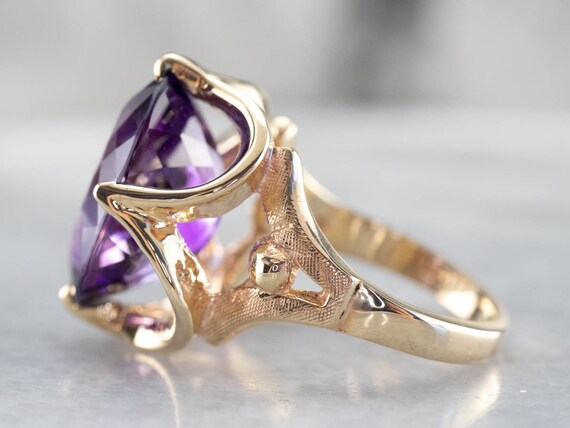 14K Yellow Gold Amethyst Cocktail Ring, February … - image 4