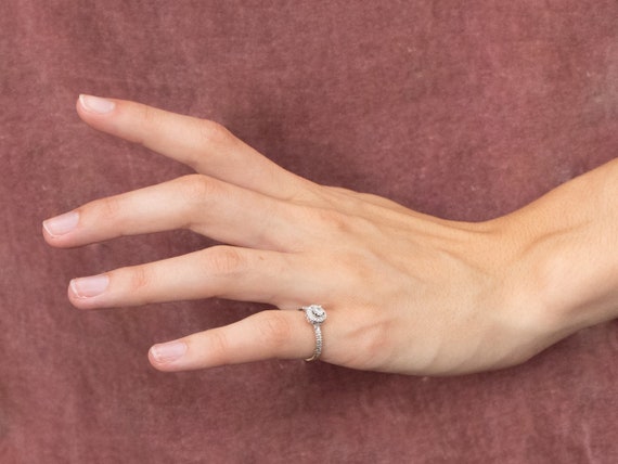 Diamond Halo Engagement Ring, White Gold Diamond … - image 10