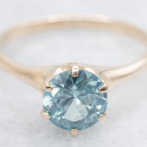 Blue Zircon Solitaire Ring, Blue Zircon Ring, Zircon Ring, Zircon Solitaire, Blue Zircon Solitaire, Solitaire Ring, Gold Zircon Ring A60080