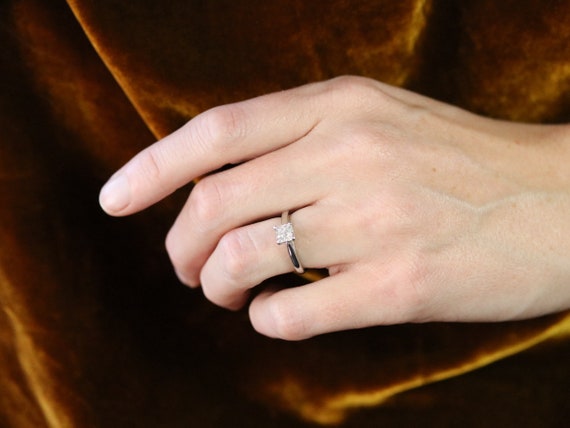 GIA Certified Diamond Solitaire Ring, Princess Cu… - image 10