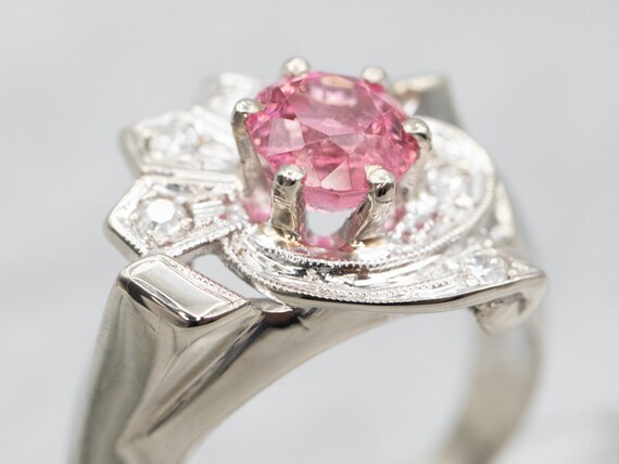 Vintage Pink Tourmaline and Diamond Cocktail Ring… - image 3