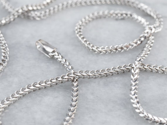 Woven Gold Box Chain, 14K White Gold Chain, Gold … - image 1