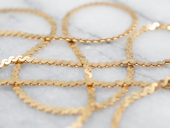Buy Long Gold Flat Serpentine Chain, Yellow Gold Chain, Layering