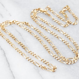 Long Gold Figaro Chain with Lobster Clasp, Figaro Chain, Gold Figaro Chain, Gold Chain, Yellow Gold Chain, Chain Necklace, Necklace A52476