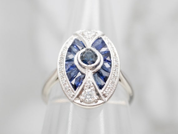 Art Deco Inspired Sapphire and Diamond Cocktail R… - image 3