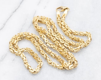 18K Yellow Gold Byzantine Chain Necklace, 24 Inch