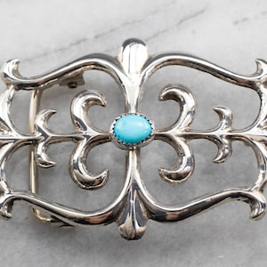 Southwestern Turquoise Silver Buckle, Sterling Silver Belt Buckle, Vintage Belt Buckle, Silver Accessories, X6X7C2EL image 1