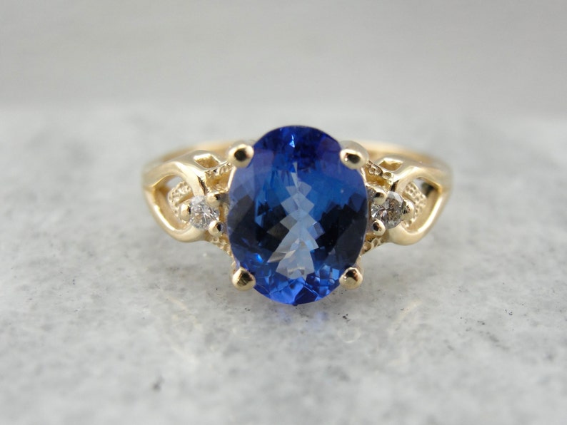 Bright Tanzanite Three Stone Anniversary Ring KXZ9CT-P - Etsy