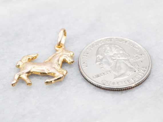 14K Gold Horse Charm, Galloping Horse Charm, Hors… - image 4