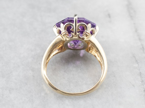 Fancy Cut Amethyst Cocktail Ring, Two Tone Gold A… - image 5