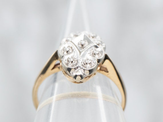 Vintage Diamond Dinner Ring, Two Tone Gold Diamon… - image 3