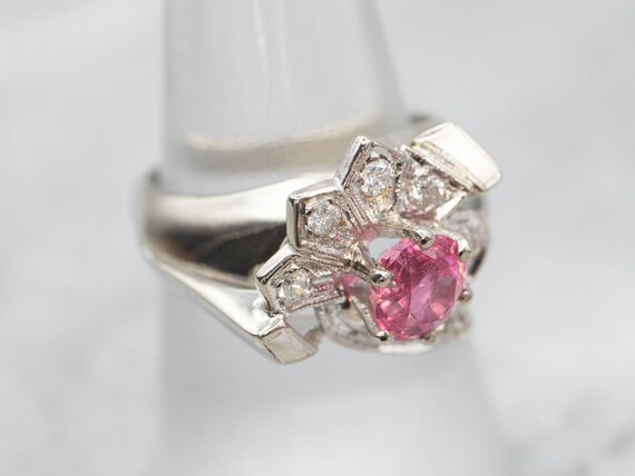 Vintage Pink Tourmaline and Diamond Cocktail Ring… - image 4