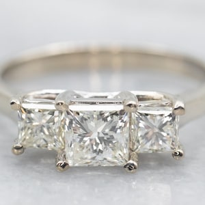 Weißgold Princess Cut Diamant Drei Stein Verlobungsring, Weißgold Diamant Verlobungsring, Diamant Verlobungsring, Verlobung A34560