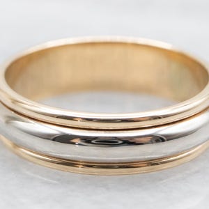 Two Tone 14-Karat Gold Band, Two Tone Band, Unisex Band, Wedding Band, Gold Wedding Band, Yellow and White Gold Band A44107