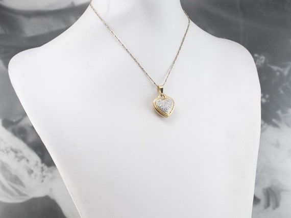 Diamond Heart Pendant, Two Tone Gold Diamond Pend… - image 10