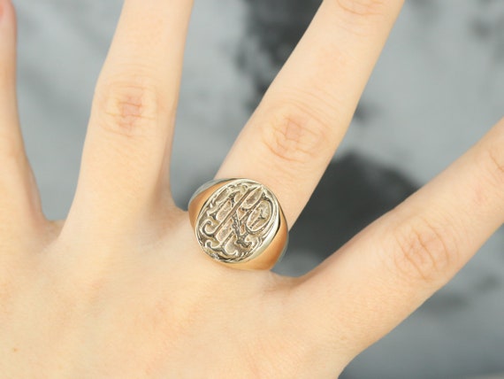 Antique Gold Signet Ring, Monogrammed "INP" Signe… - image 6