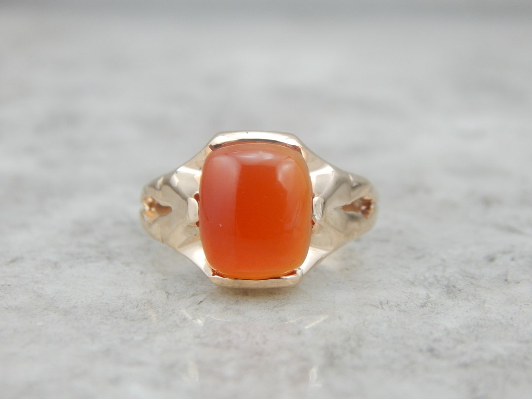 Carnelian Cocktail Ring in Vintage Gold Setting K3F2EC-P - Etsy