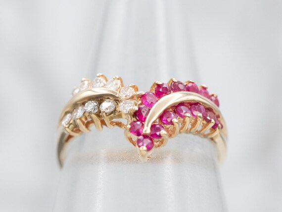 Vintage Ruby and Diamond 14K Gold Statement Ring,… - image 4