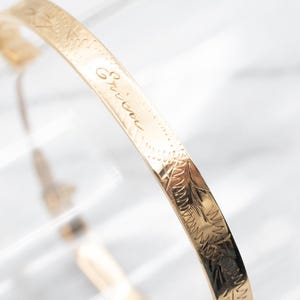 Vintage Gold Child&#39;s Bangle Bracelet, Bangle Bracelet, &quot;Erica&quot; Bangle Bracelet, Etched Bracelet, Baptism Gift, Name Jewelry NAH6Y9