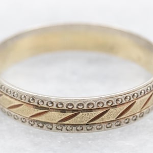 Two Tone Patterned Wedding Band, Two Tone Band, Patterned Band, Unisex Band, Unisex Wedding, Wedding Band, Gold Wedding Band, Band A42892