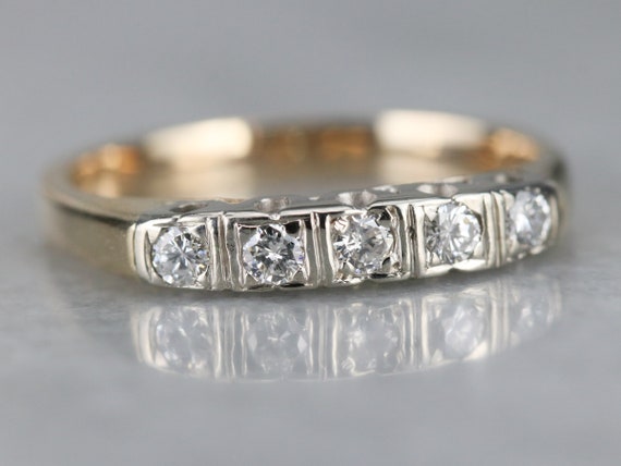 Vintage Two Tone Diamond Band, Glittering Diamond… - image 1