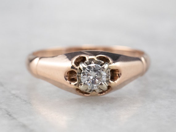 Buttercup Diamond Solitaire Gold Ring, Diamond En… - image 1