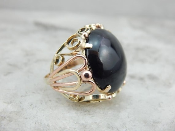 Vintage Tri Color Gold And Onyx Retro Era Cocktai… - image 1