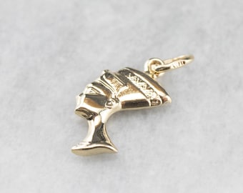 14K Solide Gelbgold ägyptische Göttin Nofretete Halskette Charm, Königin Nofretete Anhänger, 14k Gold ägyptische Anhänger, ägyptische Anhänger