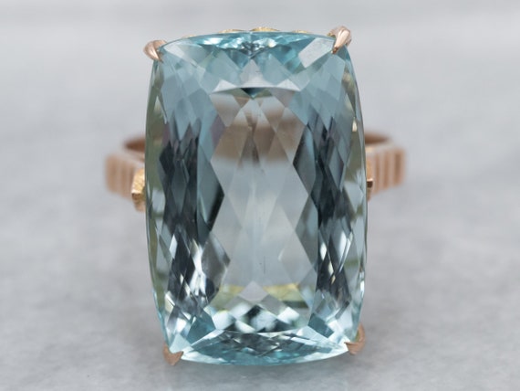 Vintage Aquamarine Cocktail Ring Fine Aquamarine Ring Large Aqua Statement Ring March Birthstone Gemstone Ring Blue Stone Ring A5803