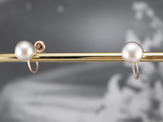 Vintage Faux Pearl Earrings, Screw Back Pearl Ear… - image 10