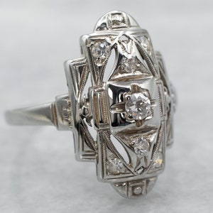 Early Retro Era Diamond Ring, Vintage Diamond Ring, Diamond Dinner Ring, Birthstone Ring, Promise Ring, Diamond Anniversary A15040