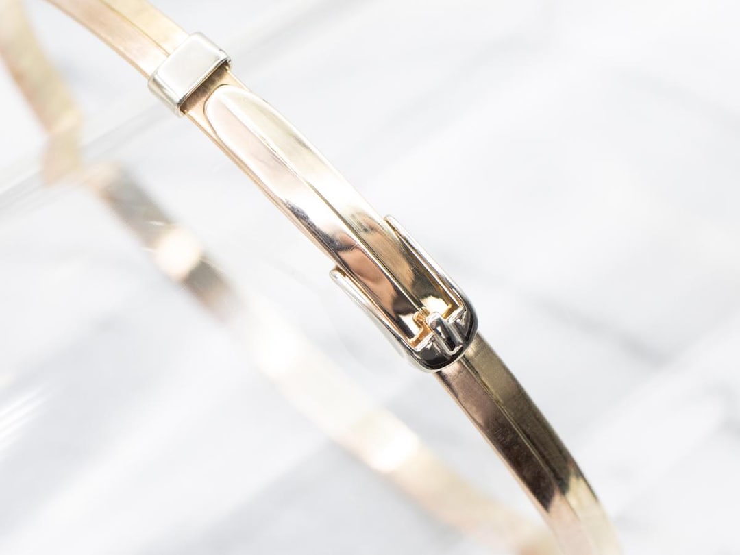 14K Tri-color Gold Belt Bangle Bracelet, Italian Design - Etsy