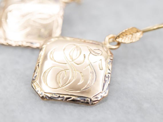 14K Yellow Gold SF Monogram Drop Earrings - image 3