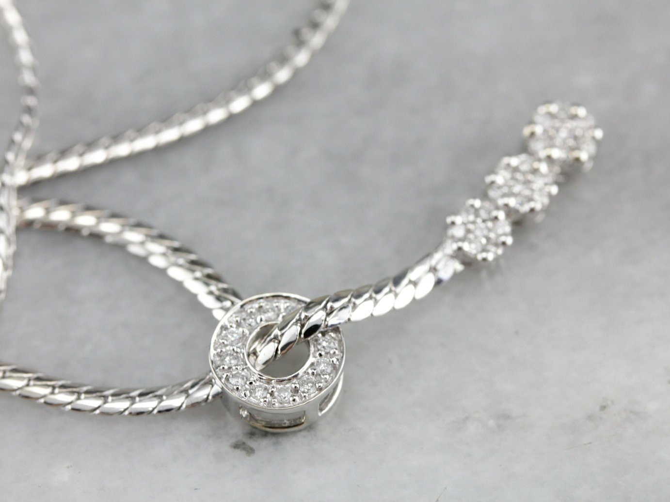 Diamond Lariat Necklace White Gold Necklace Diamond Etsy Ireland