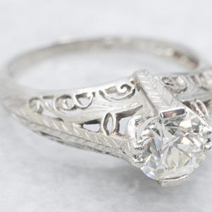 Antique Old European Cut Diamond Ring, Art Deco Platinum Diamond Ring, Antique Cut Diamond Ring, Estate Diamond Ring A63893
