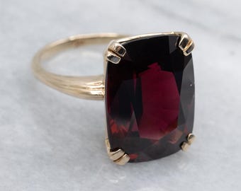 Cushion-Cut Garnet Yellow Gold Solitaire Ring