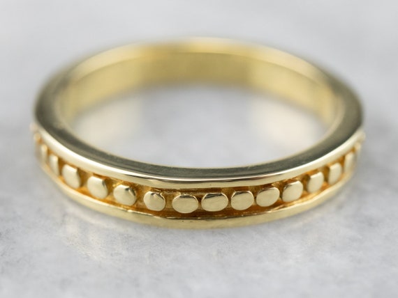 Vintage 18K Gold Pattern Band, Yellow Gold Dot Pa… - image 4