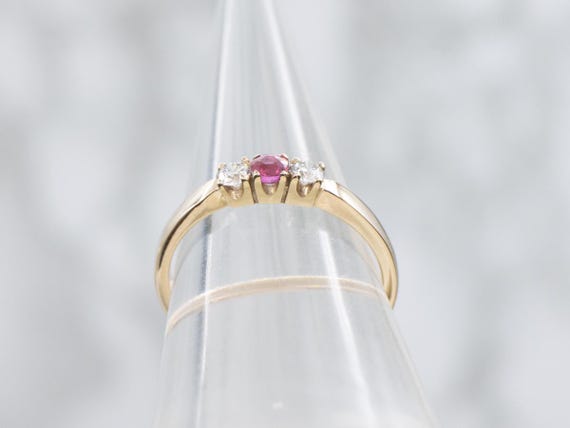 Ruby Diamond 14K Yellow Gold Three Stone Annivers… - image 3