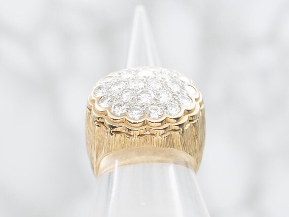 Scalloped Diamond Cluster Ring, 14K Two Tone Gold… - image 3